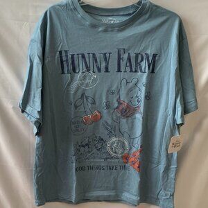 DISNEY Winnie the Pooh Hunny Farm Tee in Blue Sz LARGE